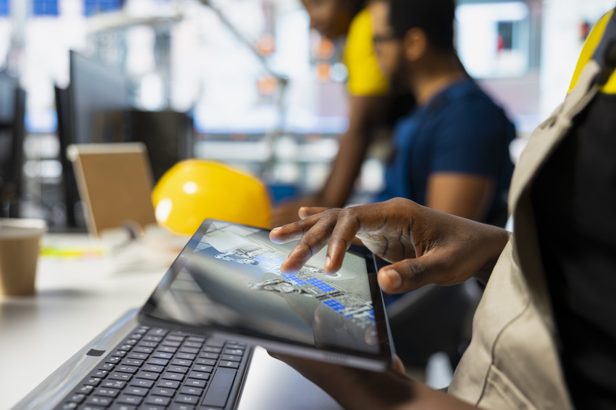 african american expert implementing automation logic solar factory software